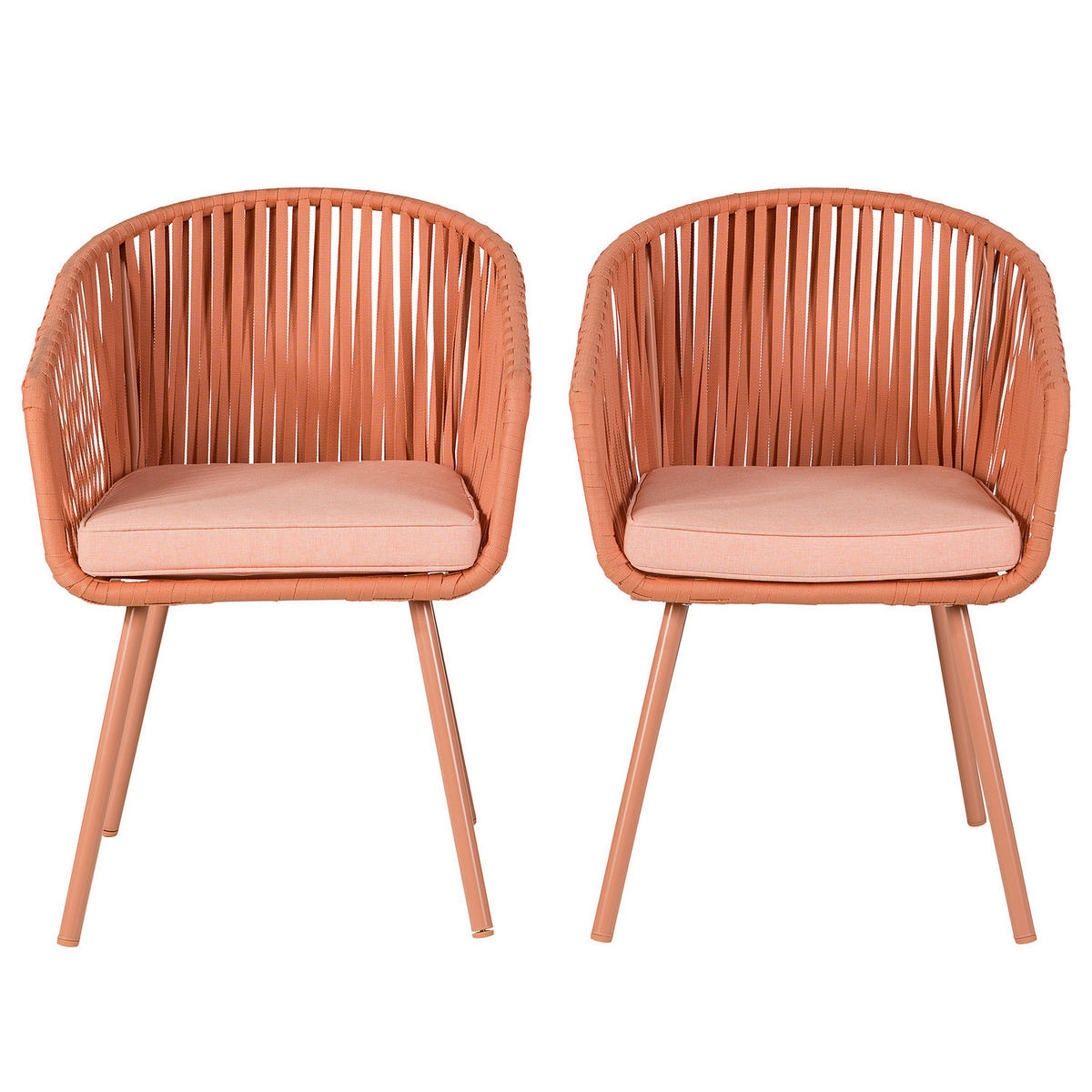 GARTENSTUHL - Stahl / Polyester - 2er-Set - Rosa, Textil/Metall (56/79/62cm) - home24