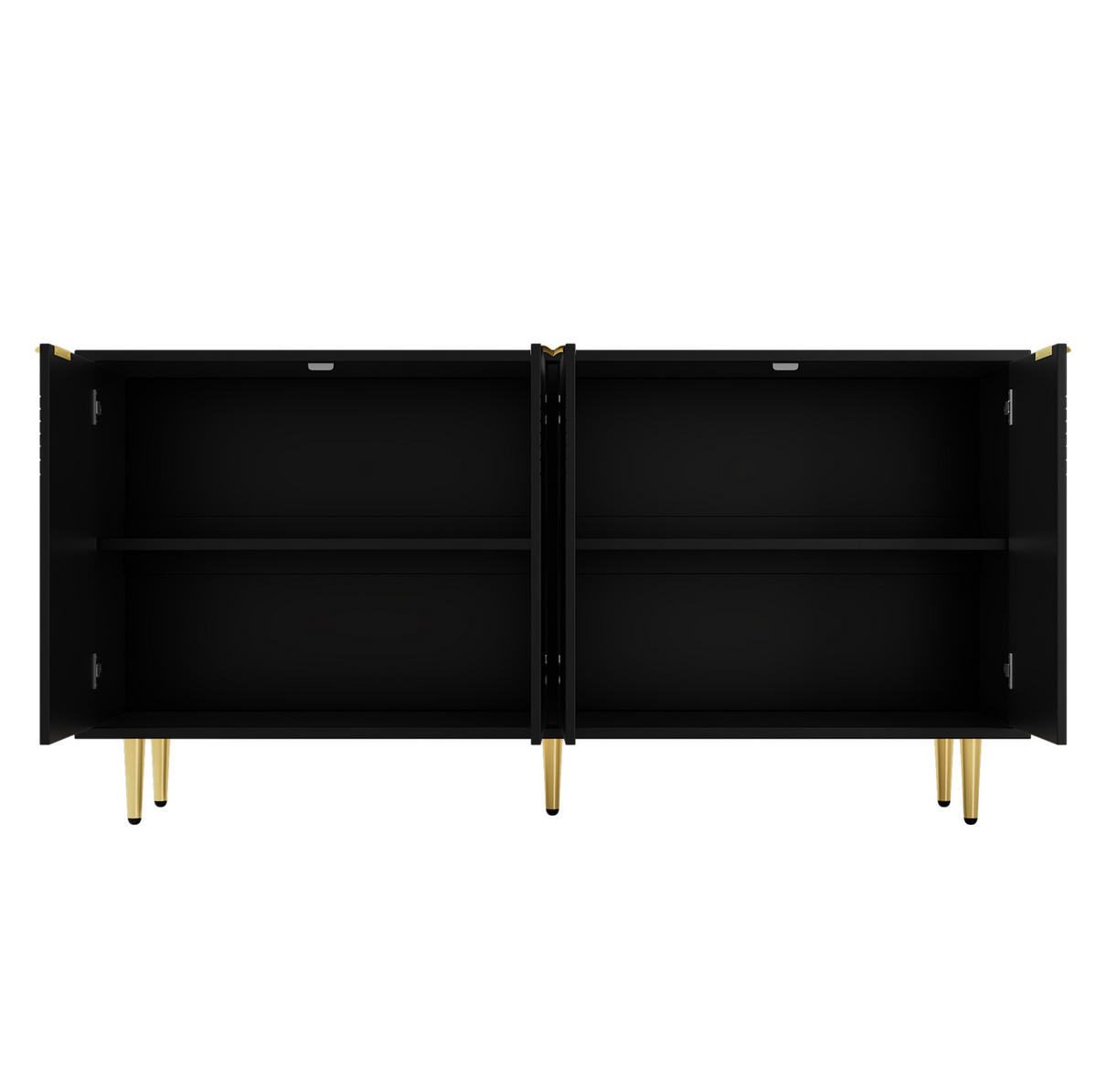 SIDEBOARD 160/40/80 cm aus MDF und Spanplatte mit 4 Türen Schwarz - Schwarz, Holzwerkstoff (160/80/40cm) - Modenvie