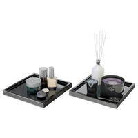 DEKOSCHALE Maya Schwarz Hochglanz 2er Set - Schwarz Hochglanz, Holzwerkstoff (1.8cm) - Vladon