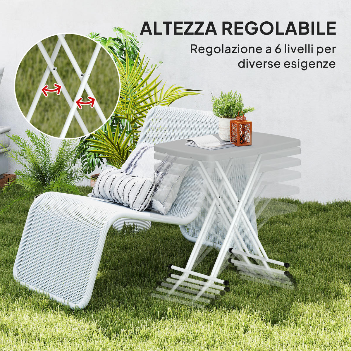GARTENTISCH,KLAPPBAR Metall HDPE höhenverstellbar,dunkelgrau - Grau, Kunststoff (76/50/74cm) - Vallsero