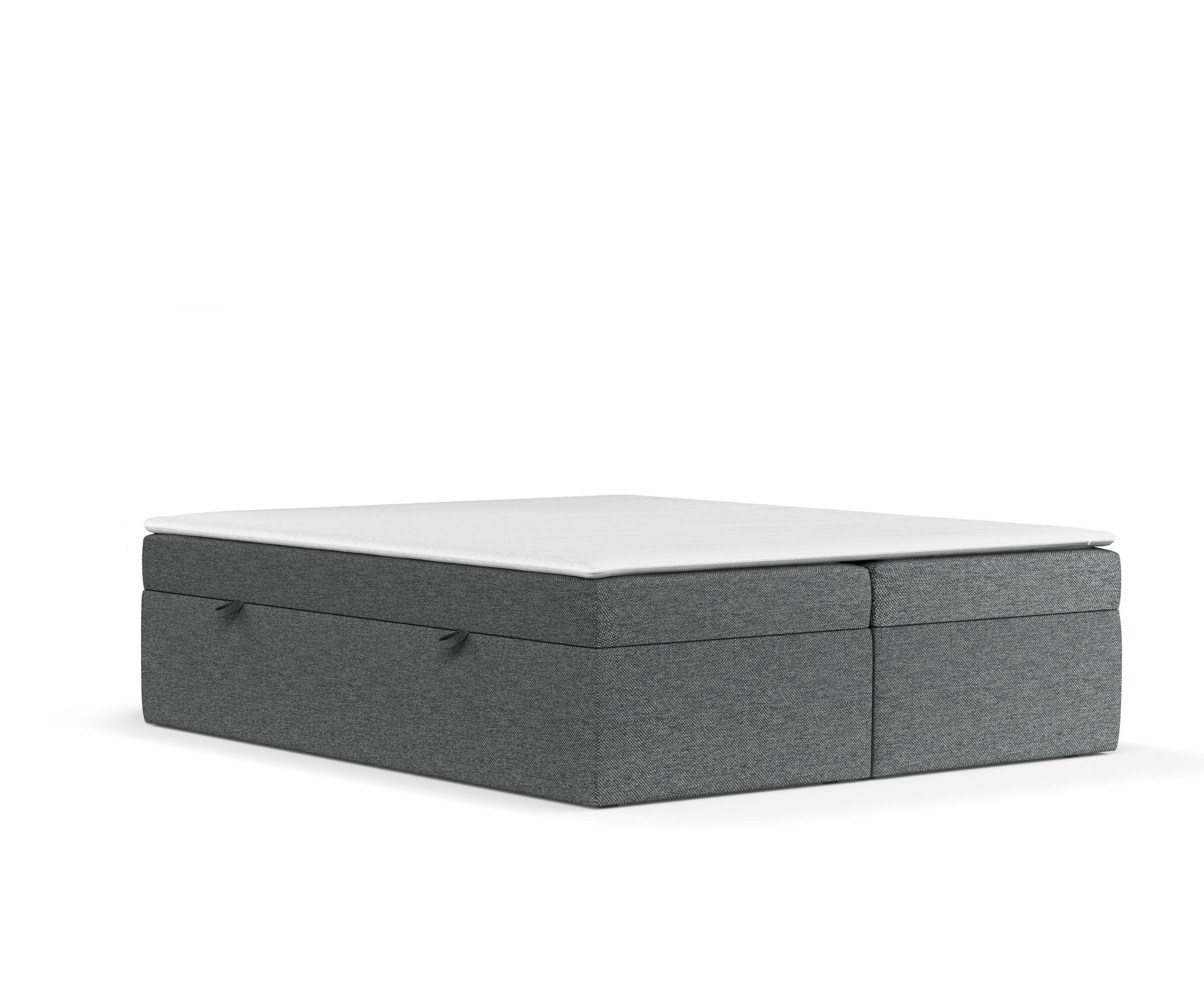 BOXBETT Lennon Dunkelgrau 200/200 cm im Webstoff - Dunkelgrau/Schwarz, Holz/Holzwerkstoff (200/200cm) - Maison de Reve