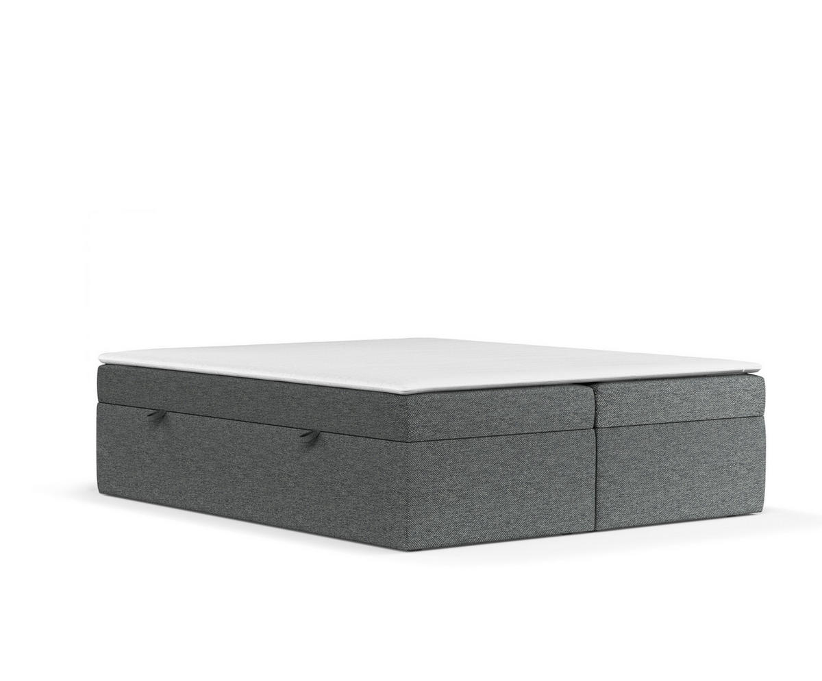 BOXBETT Lennon Dunkelgrau 200/200 cm im Webstoff - Dunkelgrau/Schwarz, Holz/Holzwerkstoff (200/200cm) - Maison de Reve