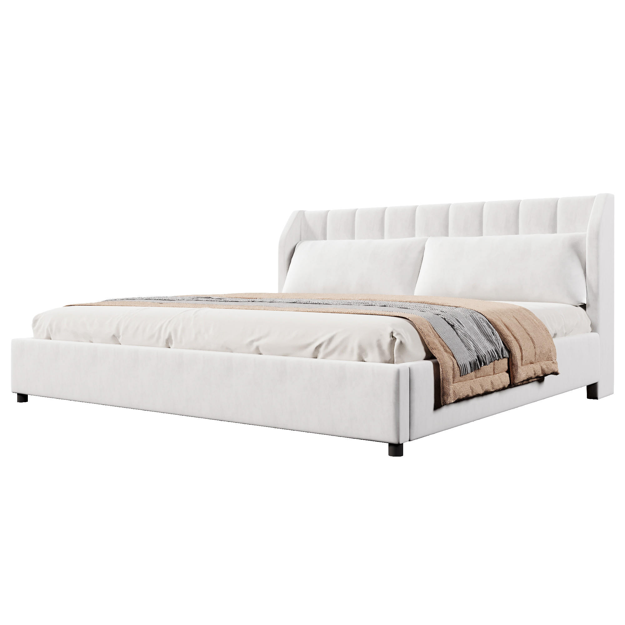 POLSTERBETT 180/200 cm in Beige mit gepolstertem Kopfteil, Lattenrost und Kissen aus Samt - Beige, Holzwerkstoff/Textil (180/200cm) - STILVORA