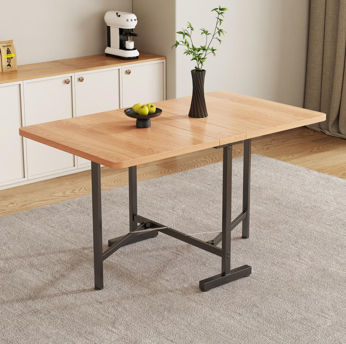 ESSTISCH 120/80 cm ausziehbar und klappbar mit Stauraumfunktion, Amerikanische Weißeiche - Eichefarben, Holzwerkstoff (120/80/75cm) - Redom