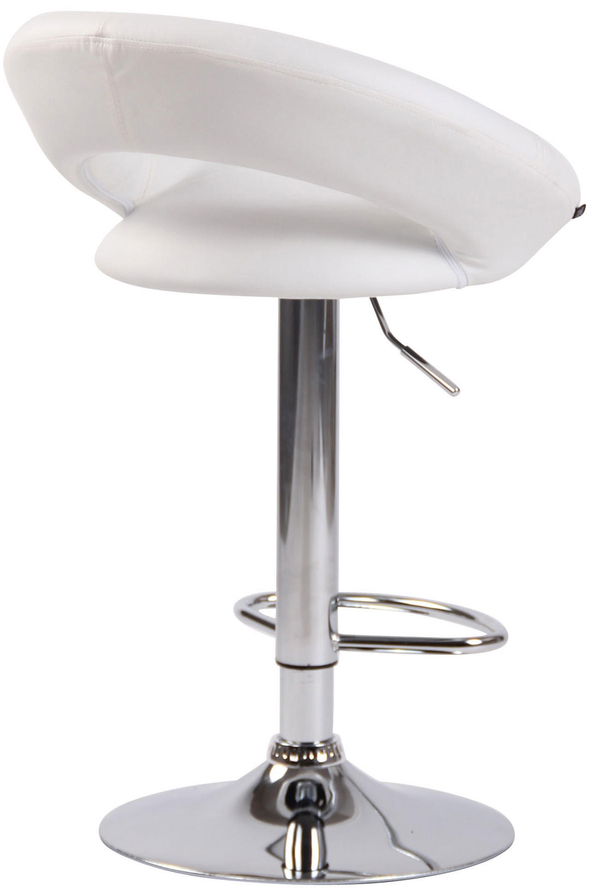 BARHOCKER Mekim Kunstleder Weiß Silber - Weiß, Leder/Metall (53/80/47cm) - DELUKE