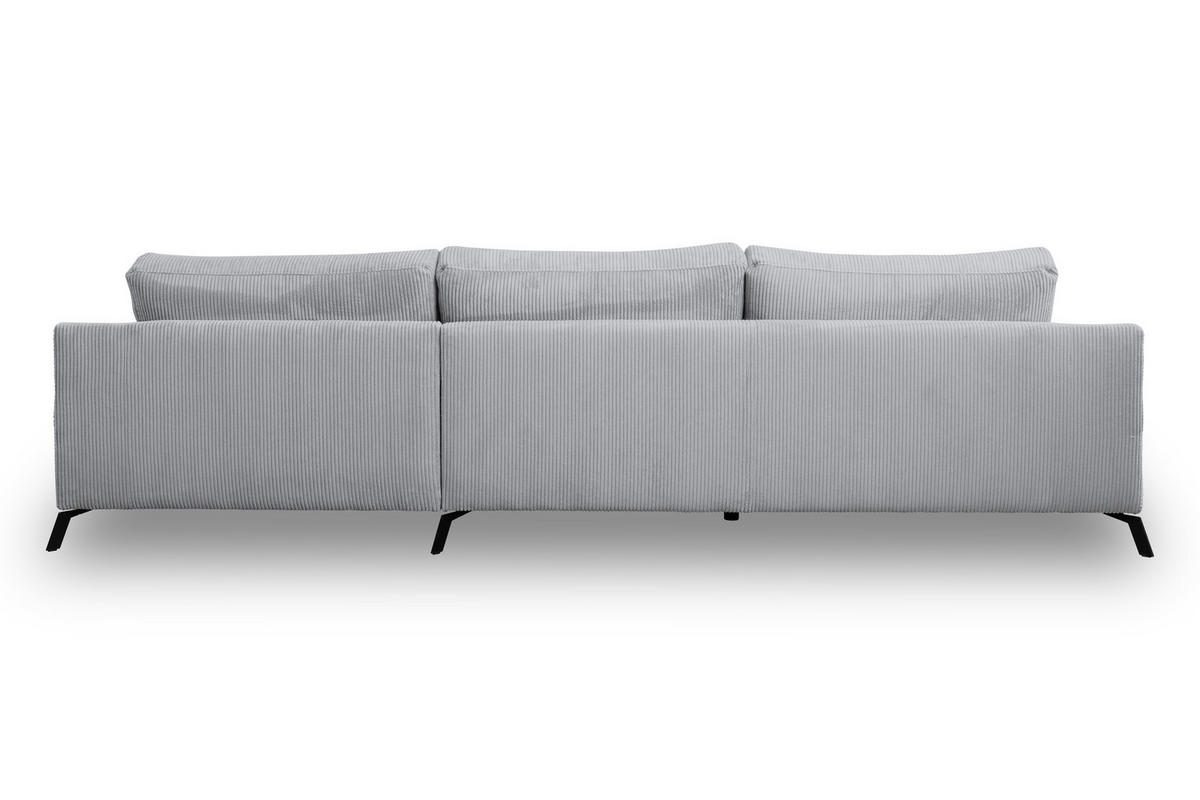 ECKSOFA Aspen in L-Form, Coach Farbe: Hellgrau, Cordstoff, Ottomane Rechts - Hellgrau, Textil (312/187cm) - VENASI MÖBEL