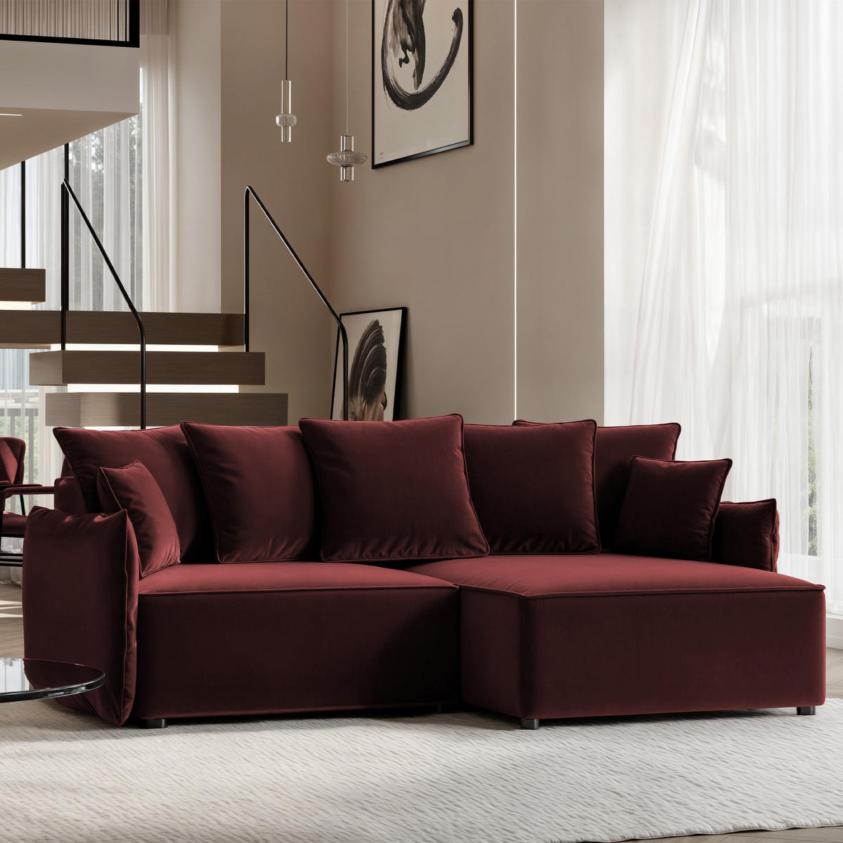 ECKSOFA LEON mit Schlaffunktion und Bettkasten Rot - Rot, Holzwerkstoff/Kunststoff (250/90cm) - Idohome