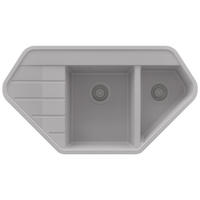 ECKSPÜLE Kopenhagen Corner, 2-er set Grau 90/50 cm 1,5 Becken + Ablauf-Set ab 70er Unterschrank - Grau, Kunststoff (90/18/50cm) - Primagran