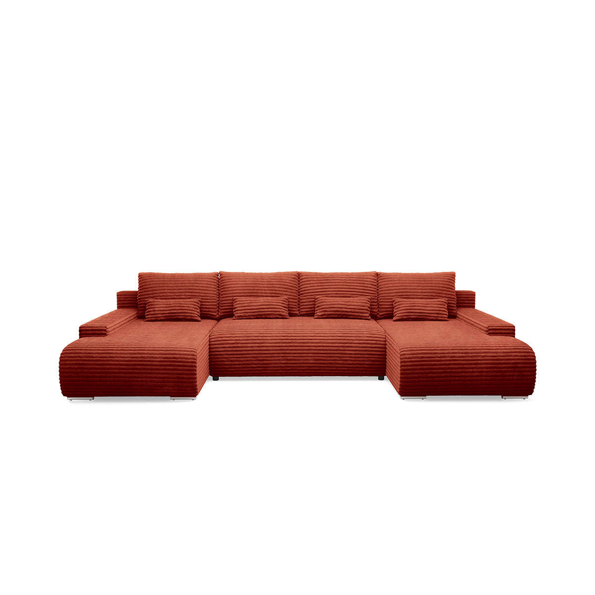 PANORAMASOFA Ivana 4 Sitzplätze Terracotta - Orange, Holz (350/85/172cm) - Petits-meubles