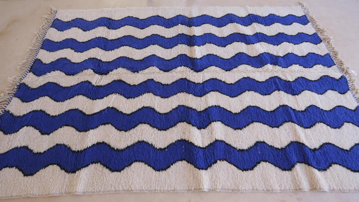 BERBERTEPPICH aus Marokko modern aus Wolle blau - Blau, Naturmaterialien (200/293cm) - AFK Living