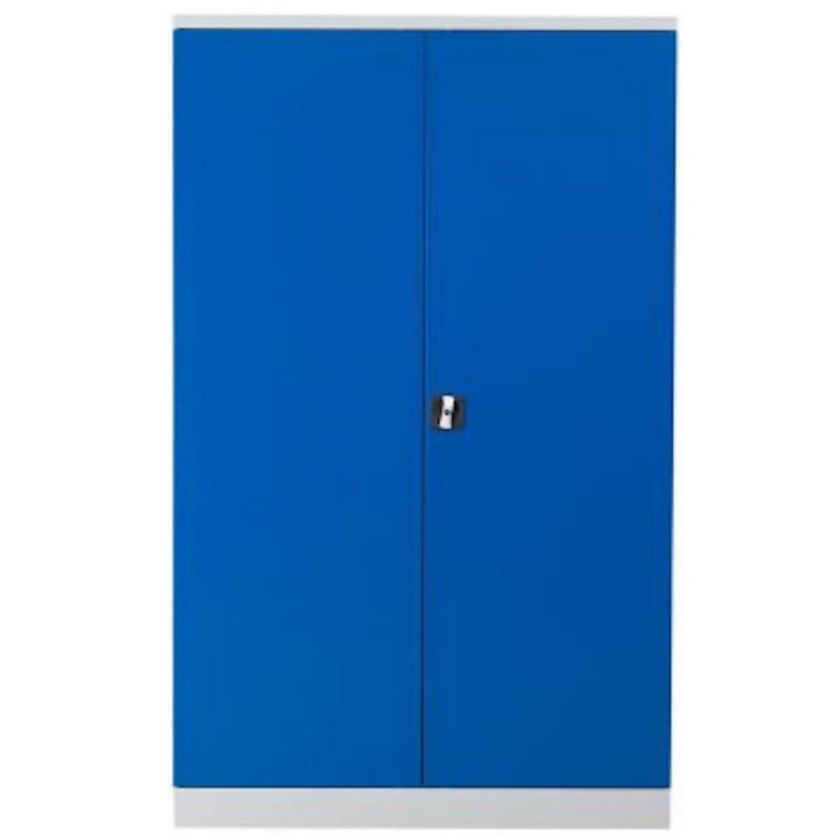 STAHLSCHRANK Bee mit 6 lackierten Fachböden 195x120x60 cm Korpusfarbe Lichtgrau Frontfarbe Enzianblau - Blau, Metall (120/195/60cm)