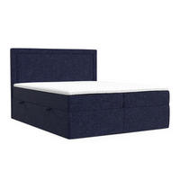 BOXBETT Tribeca Marineblau 180/200 cm mit Taschenmatratze und Topper - Schwarz/Dunkelblau, Holz/Holzwerkstoff (180/200cm) - Maison de Reve