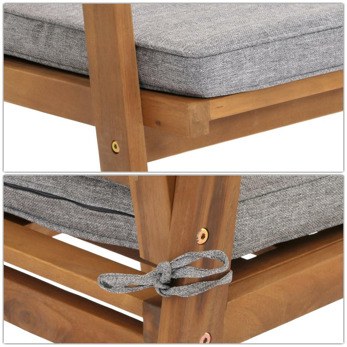 GARTENGARNITUR 75x117x64 cm Kissen Grau - Braun, Holz - PROREGAL