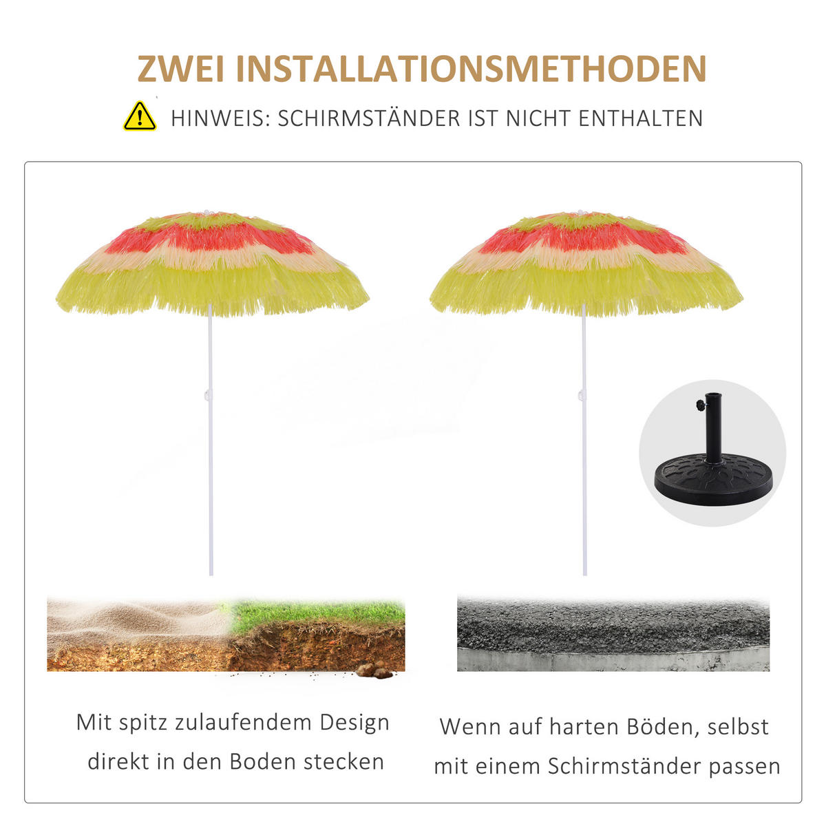 SONNENSCHIRM, Kunststoff, Bunt - Multicolor, Kunststoff (160/160cm) - Outsunny