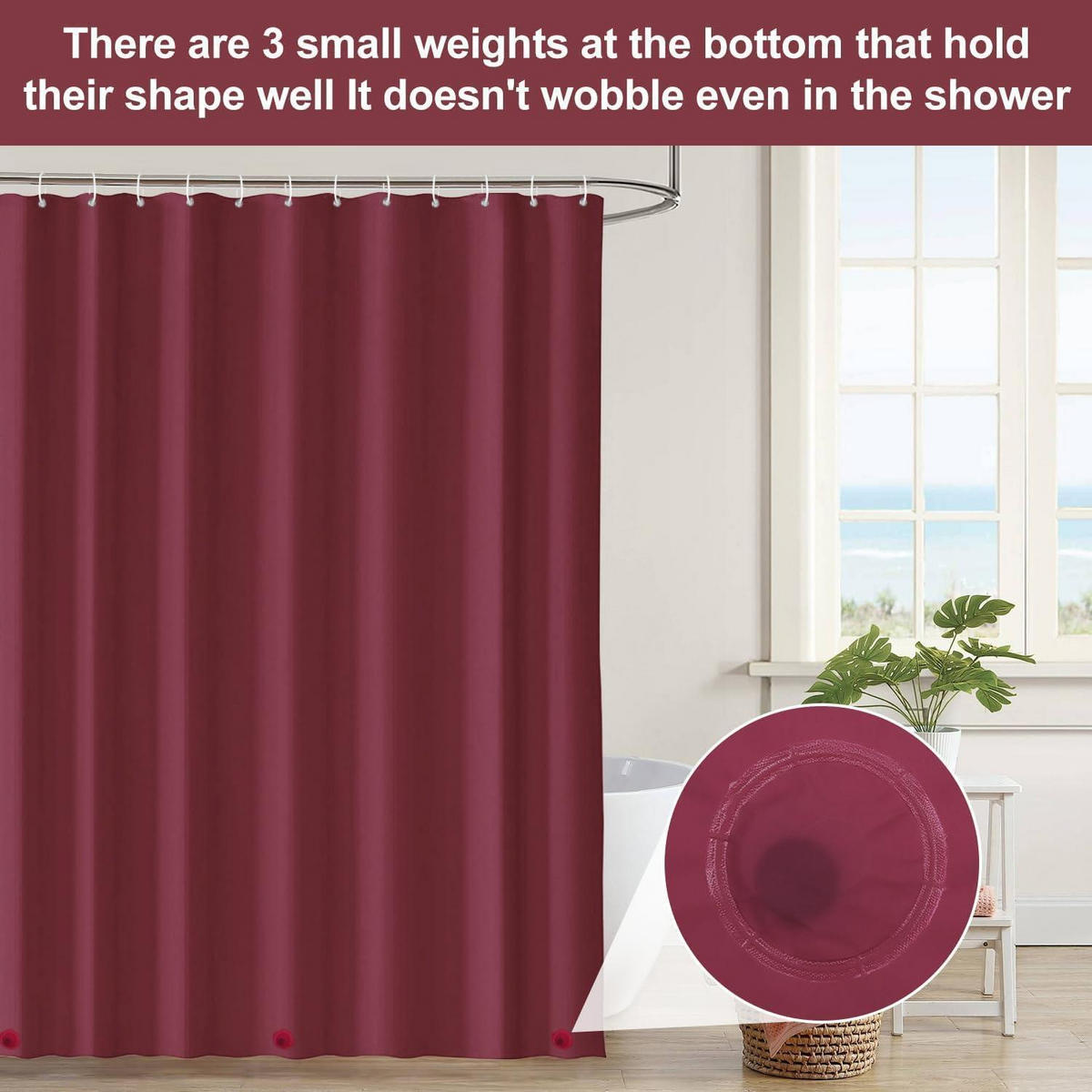 DUSCHVORHANG Dunkel Rot 180 x 180 cm - Bordeaux, Kunststoff (180/180cm)