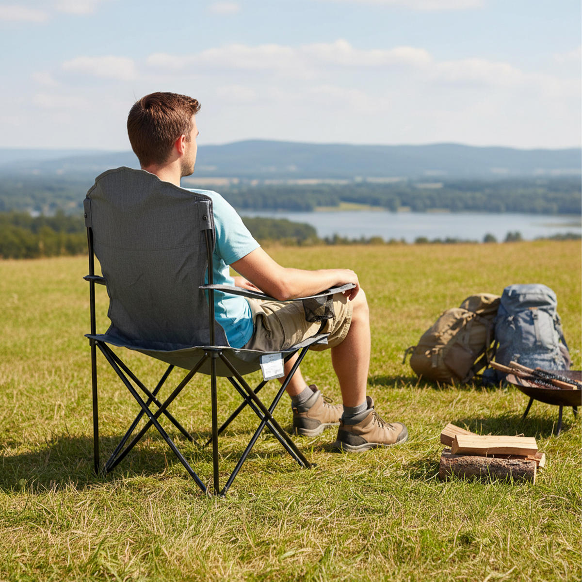 CAMPINGSTUHL Grau klappbar 106x90x45 cm - Multicolor, Kunststoff/Textil (90/106/45cm) - Relaxdays