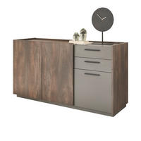 SIDEBOARD Thermo Eiche, grau, Kommode mit Soft-Close 152 x 80 cm - Eichefarben/Schwarz, Holzwerkstoff/Kunststoff (152/80/45cm) - Furn.Design