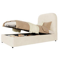 KINDERBETT Beige Samt 90x190 Hydraulik Stauraum Lattenrost - Beige, Textil (90/190cm) - FLIEKS