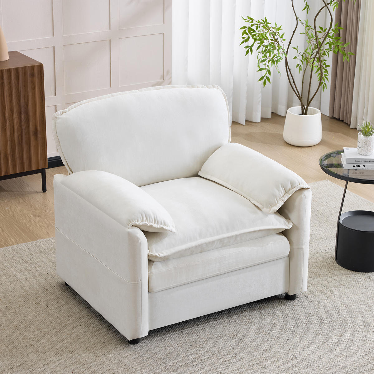 SOFA Chenille Dunkelgrün mit Seitentaschen - Weiß, Holzwerkstoff/Textil (96/90/92cm) - WISHDOR