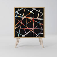 SIDEBOARD POLYGON VERVE, Eichefarben, 57,5x42x77,5 cm, Schräge Buchenholzfüße - Eichefarben/Buchefarben, Holzwerkstoff/Buchenholz (57.5/77.5/42cm) - SpaceRebels