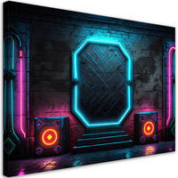 WANDBILD sci fi neon abstraktion - Blau, Textil (60/40cm) - Feeby