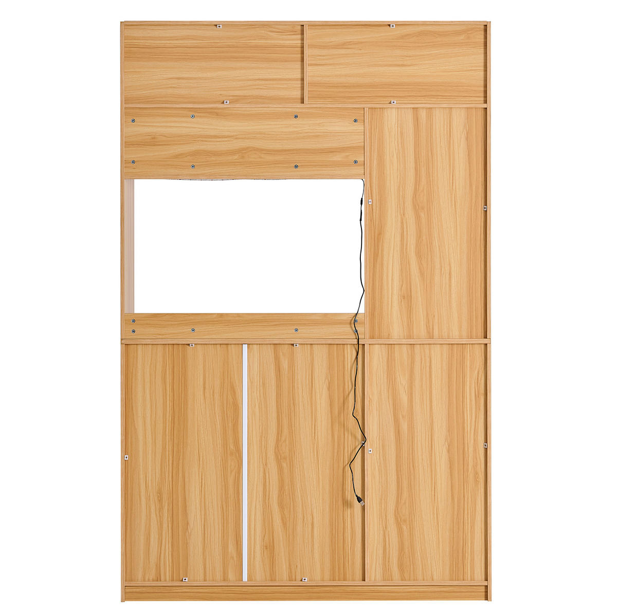 HIGHBOARD 115/35/180 cm, mit einstellbarer LED-Beleuchtung und viel Stauraum, Weiß/Natural - Naturfarben, Holzwerkstoff (115/180/35cm) - Redom