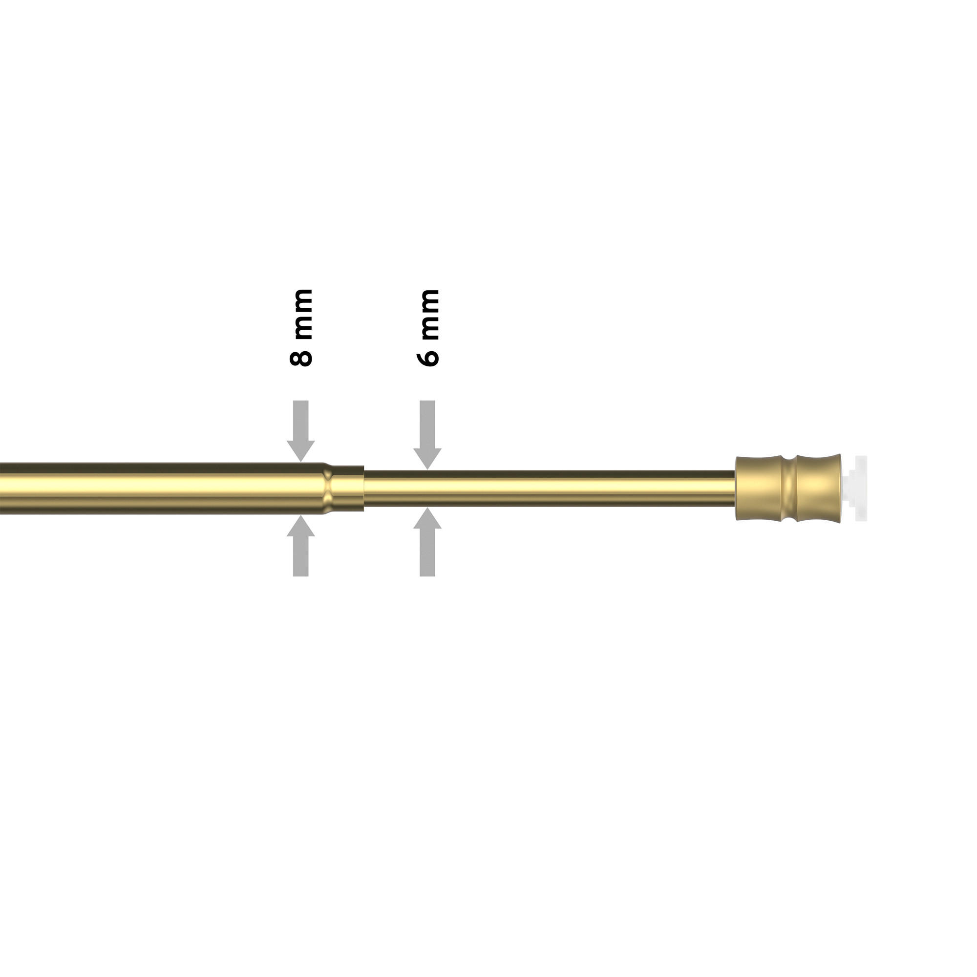 KLEMMSTANGE / SCHEIBENSTANGE Flexo 40-60 cm, 8 / 6 mm Ø, Messing-farbig - Messingfarben, Kunststoff/Metall (60cm) - INTERDECO