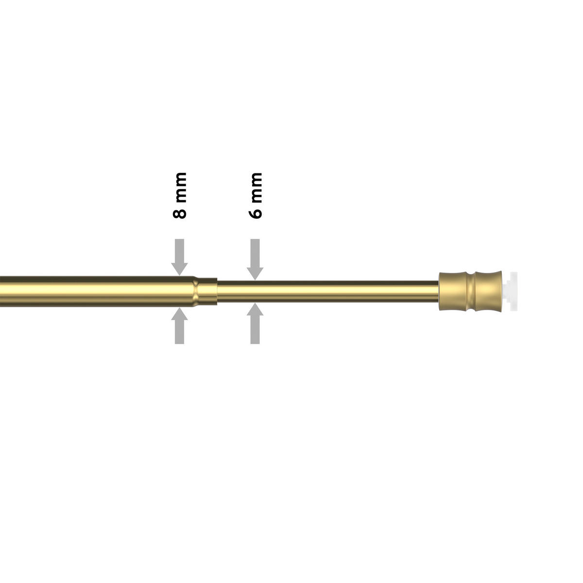 KLEMMSTANGE / SCHEIBENSTANGE Flexo 40-60 cm, 8 / 6 mm Ø, Messing-farbig - Messingfarben, Kunststoff/Metall (60cm) - INTERDECO