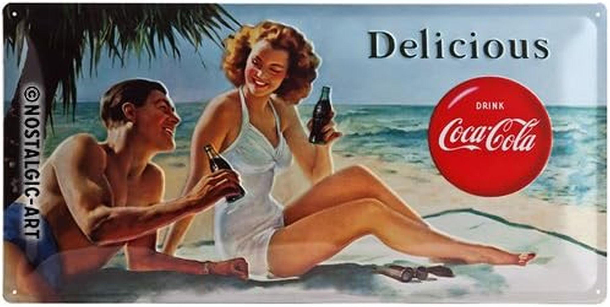 BLECHSCHILD 25/50 cm Coca-Cola Delicious - Multicolor, Metall (50/25/1cm) - Nostalgic-Art