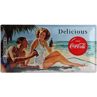 BLECHSCHILD 25/50 cm Coca-Cola Delicious - Multicolor, Metall (50/25/1cm) - Nostalgic-Art