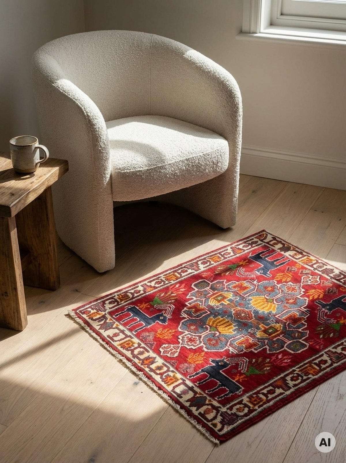 ORIENTTEPPICH handgeknüpft Gashgai Rot 66/54 cm Schurwolle - Rot, Textil (54/66cm) - Looma