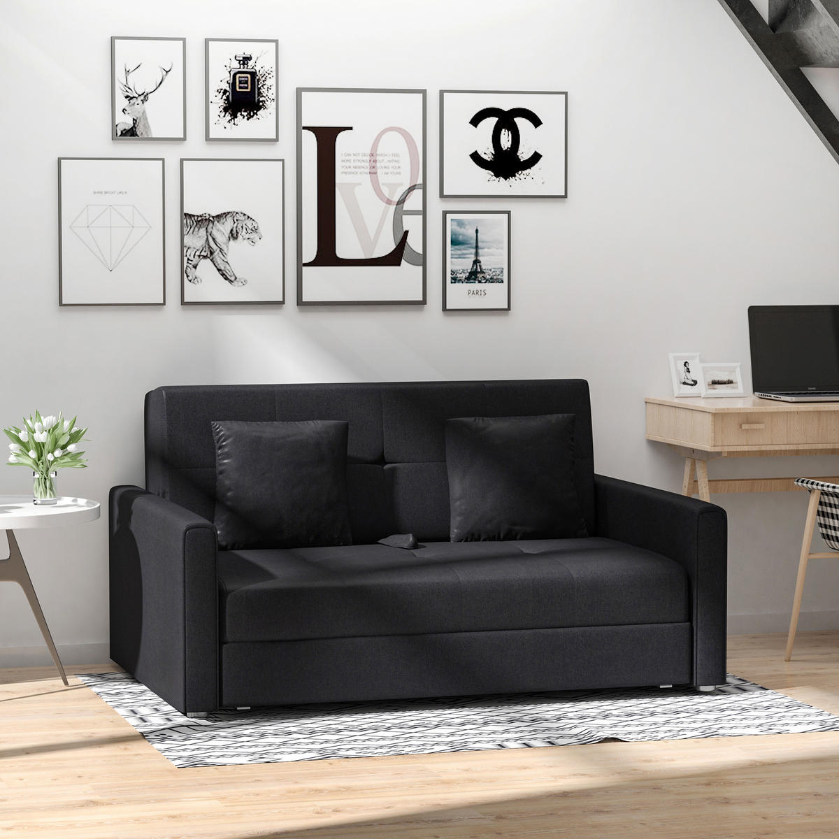 SCHLAFSOFA 2er-Sitz DE-14605 mit integriertem Stauraum Dunkelgrau - Dunkelgrau, Textil (152/81/101cm) - ComfortXL