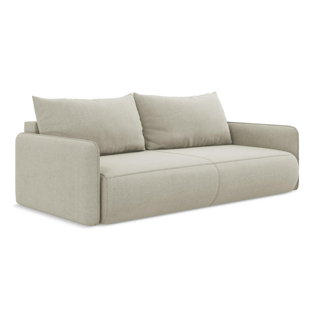 3-SITZER SOFA mit Schlaffunktion Strukturstoff Stoff Beige - Beige/Creme, Kunststoff/Textil (216/86/105cm) - LaMiaSofa