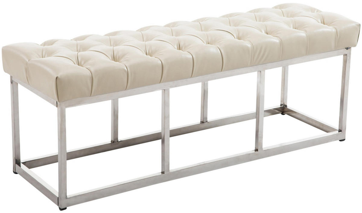 SITZBANK 120/38 cm Kunstleder creme - Edelstahlfarben/Creme, Textil/Metall (120/46/38cm) - CLP