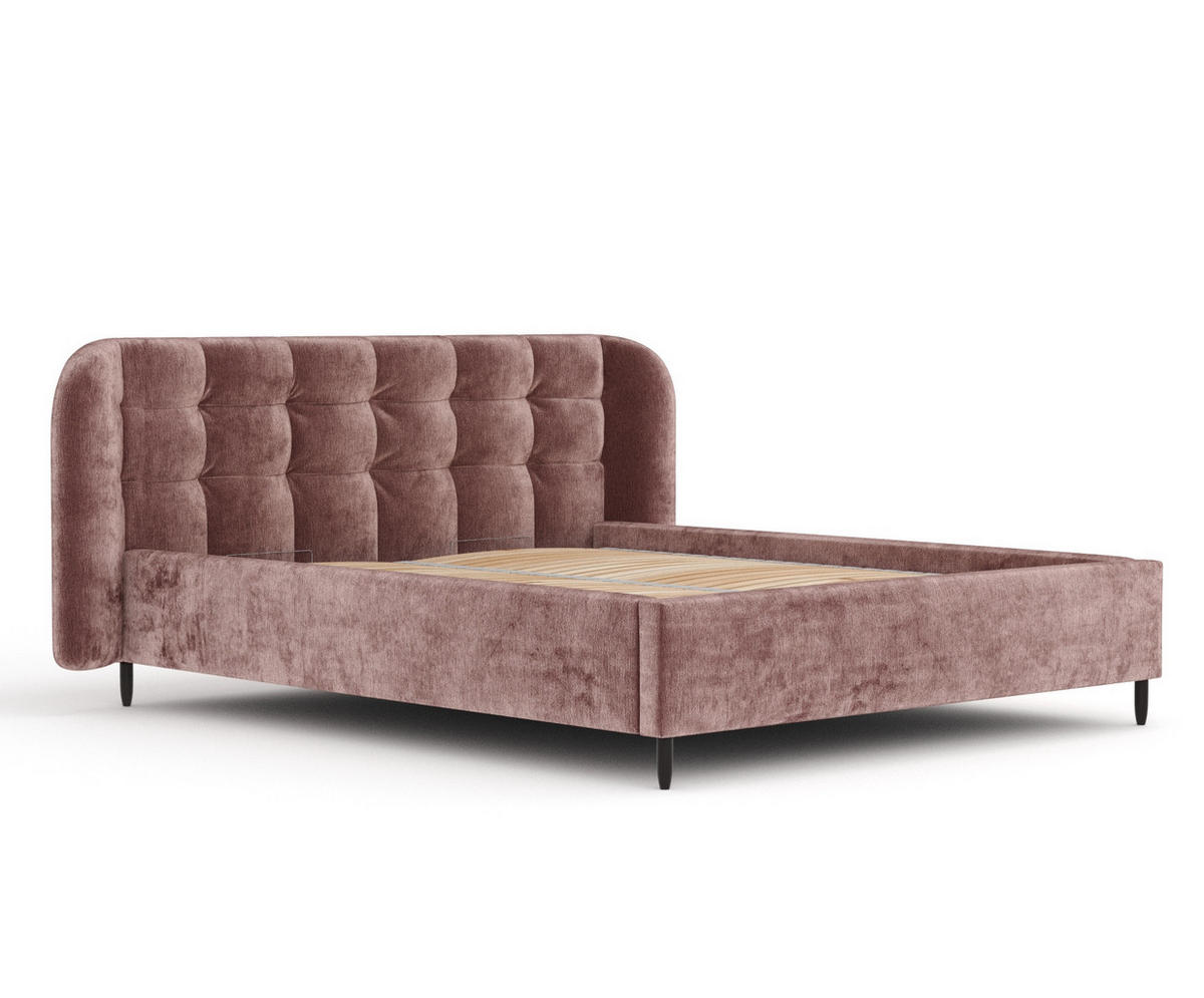 POLSTERBETT Nuno Rosa 160/200 cm im Chenille-Stoff - Pink/Schwarz, Holz/Holzwerkstoff (160/200cm) - Maison de Reve