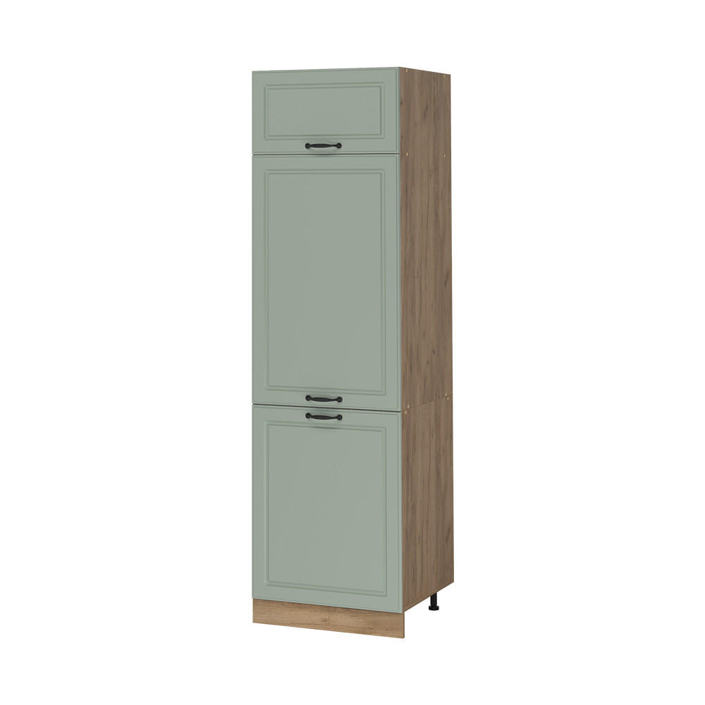 VORRATSSCHRANK R-Line, Mint Landhaus/Goldkraft Eiche, 60 cm - Eichefarben/Mintgrün, Holzwerkstoff (60/206.8/57.2cm) - Vicco