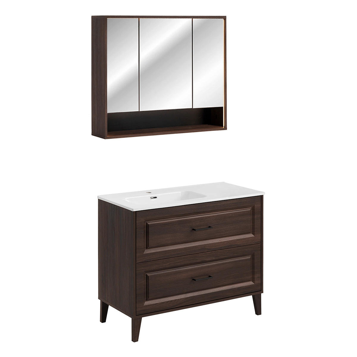 KOUPELNOVÝ NÁBYTEK 101cm Moka 2er-Set Dřevo - hnědá, kompozitní dřevo (101/82/46cm) - Petits-meubles