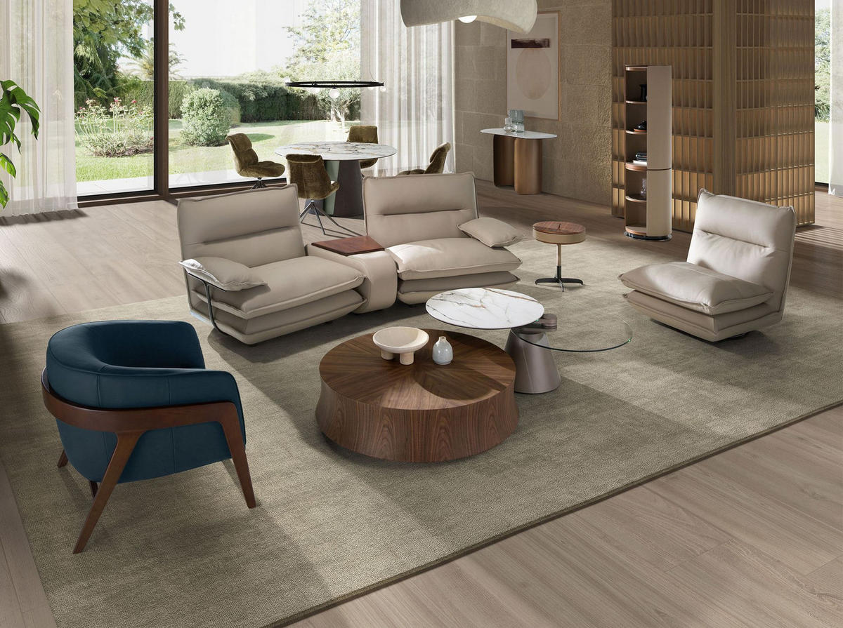 SESSEL in Petrolblau 82/87/73 cm - Walnussfarben/Petrol, Leder/Holz (82/73/87cm) - ANGEL CERDA