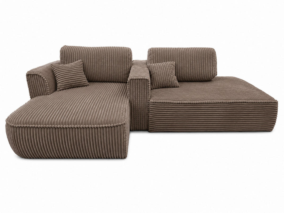 BIGSOFA COZI, Cappuccino mit Cordbezug - Cappuccino, Kunststoff/Textil (240/87/180cm) - KS Home Concept