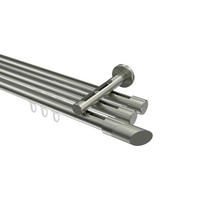 INNENLAUF-GARDINENSTANGEN-SET Siteno Verano 140 cm, 3-läufig, 20 mm Ø Edelstahl-Optik - Edelstahlfarben/Silberfarben, Metall (140cm) - INTERDECO