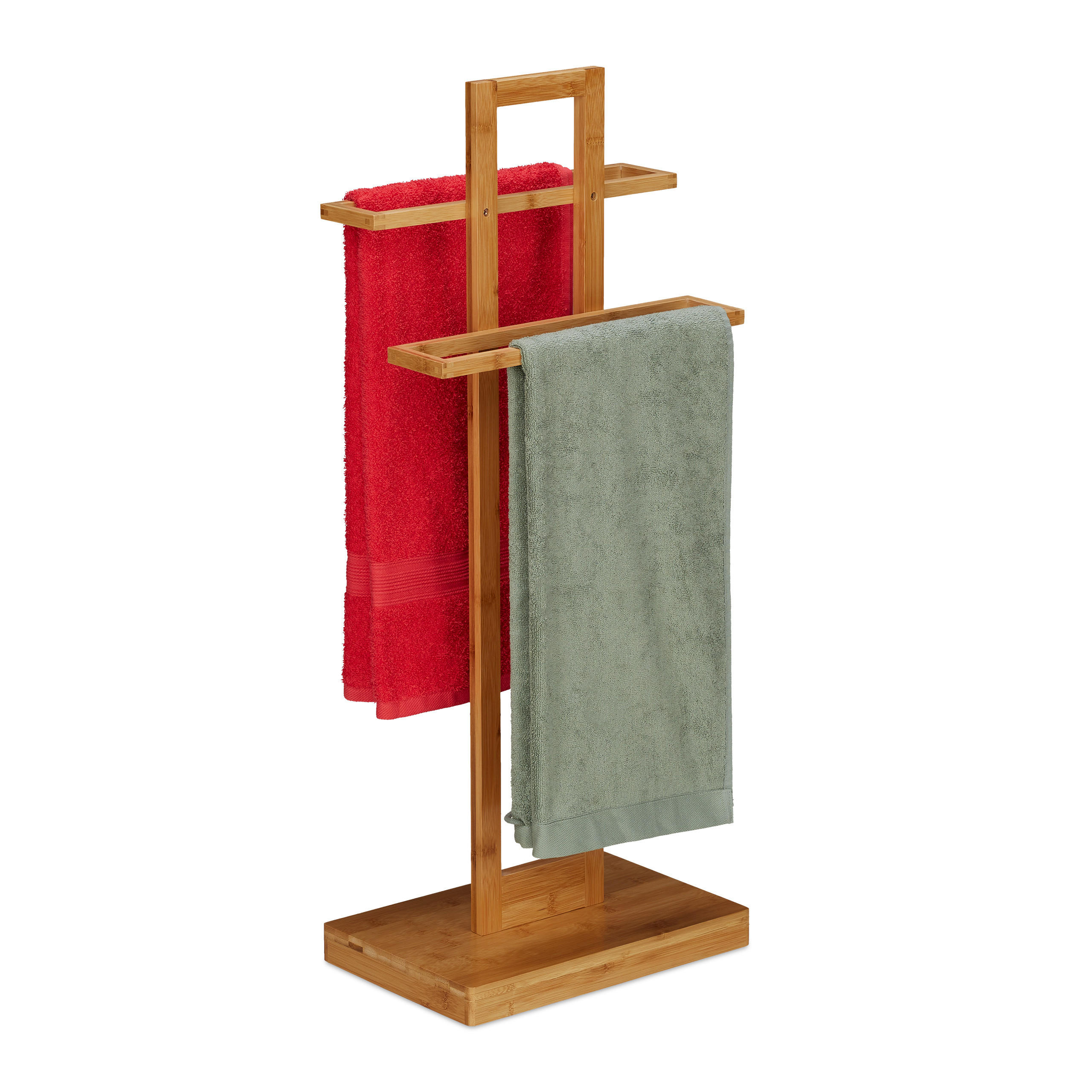 HANDDUKSHÅLLARE Natur bambu fristående 2-stänger 88 cm Ljusbrun 88/35.5/23.5 cm