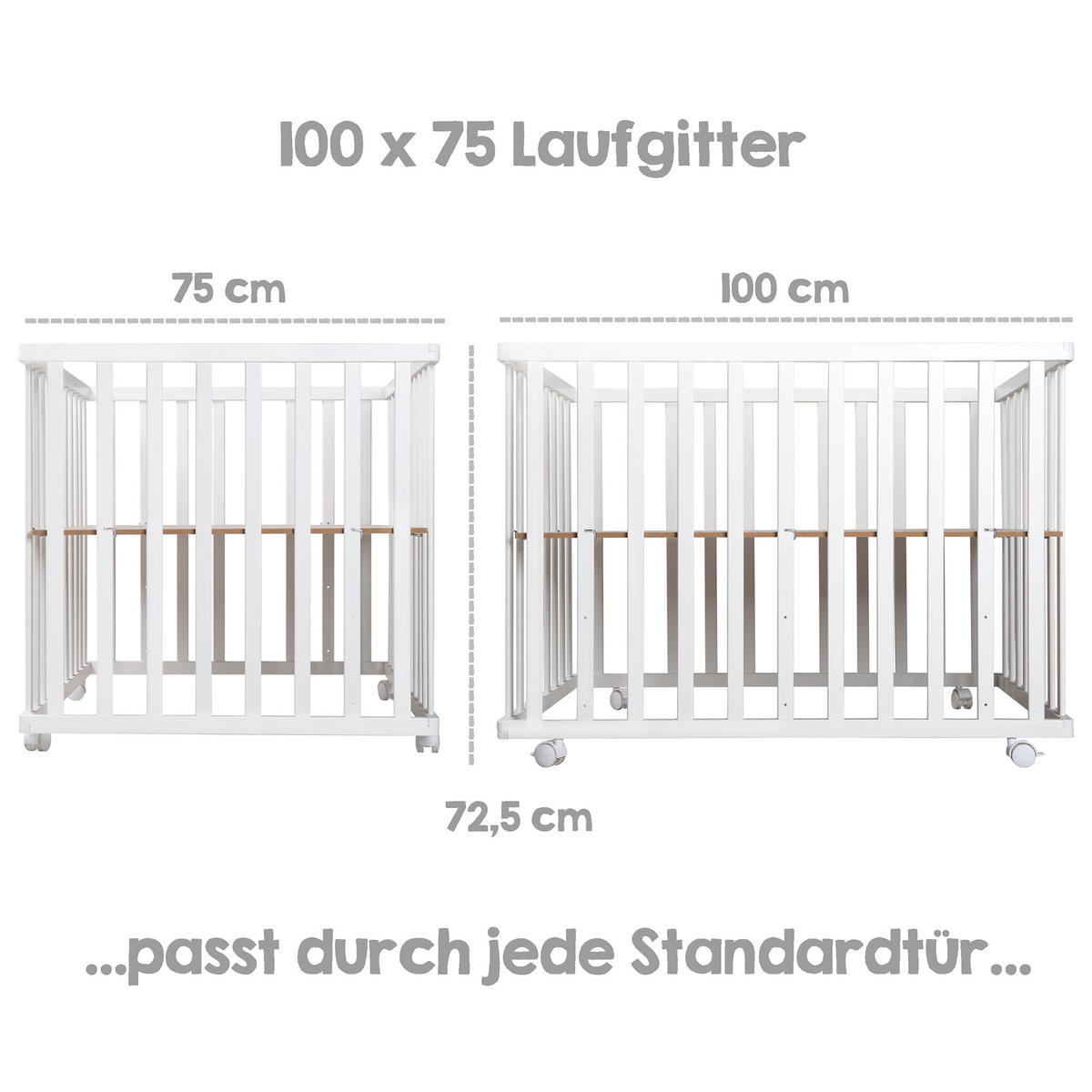 LAUFGITTER 100x75, roba Style grau - Weiß, Holzwerkstoff (72.5/72/98cm) - Roba