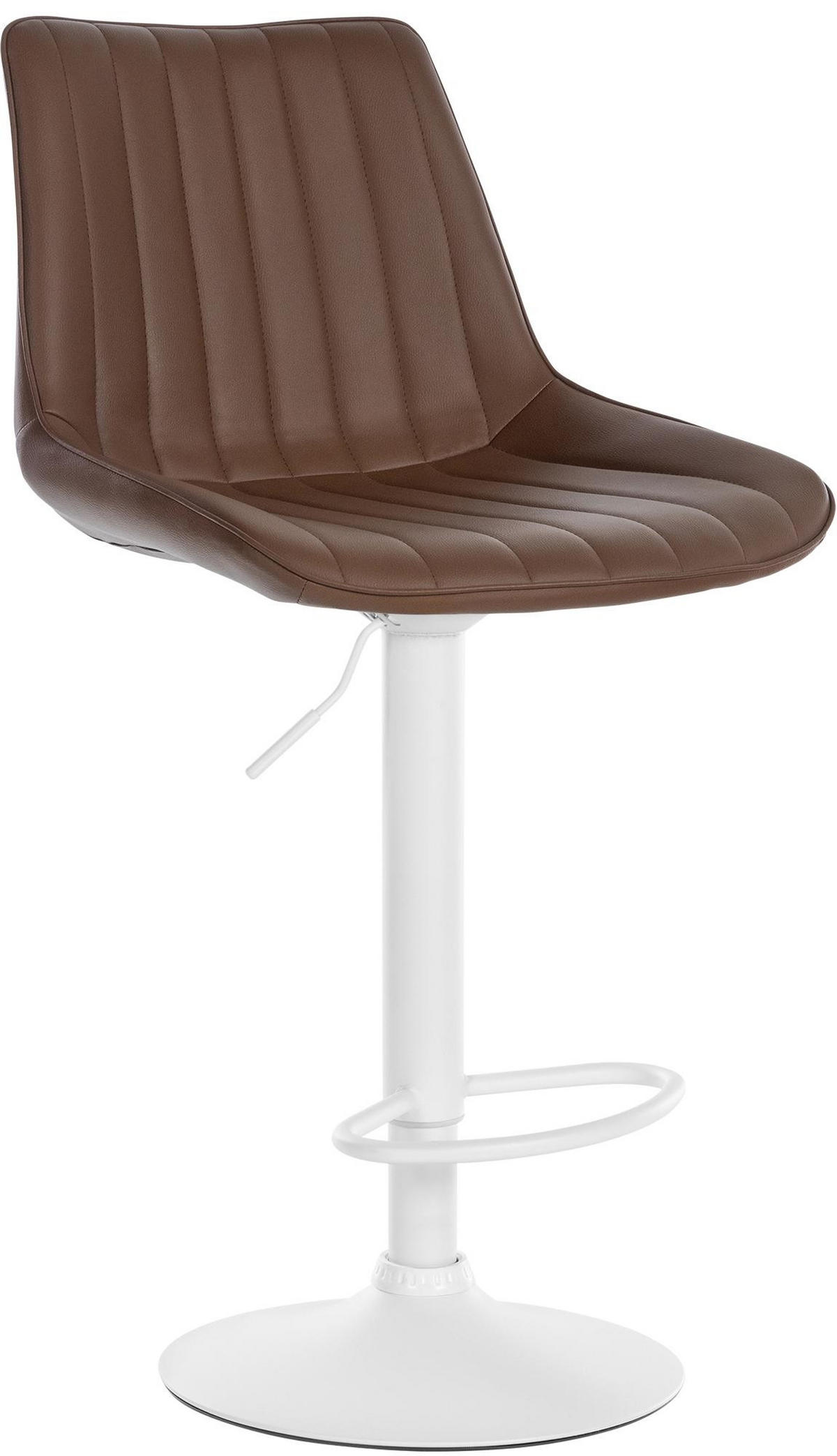 BARHOCKER RIO Braun Kunstleder Weiß - Braun, Leder/Metall (49.5/91/50cm) - DELUKE