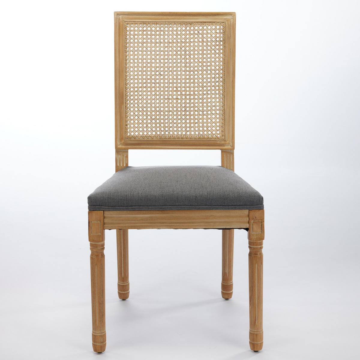 STUHL-SET DE-36376 2 Stück mit Rattan-Rückenlehne Grau - Grau, Holz (50/98.5/53cm) - ComfortXL