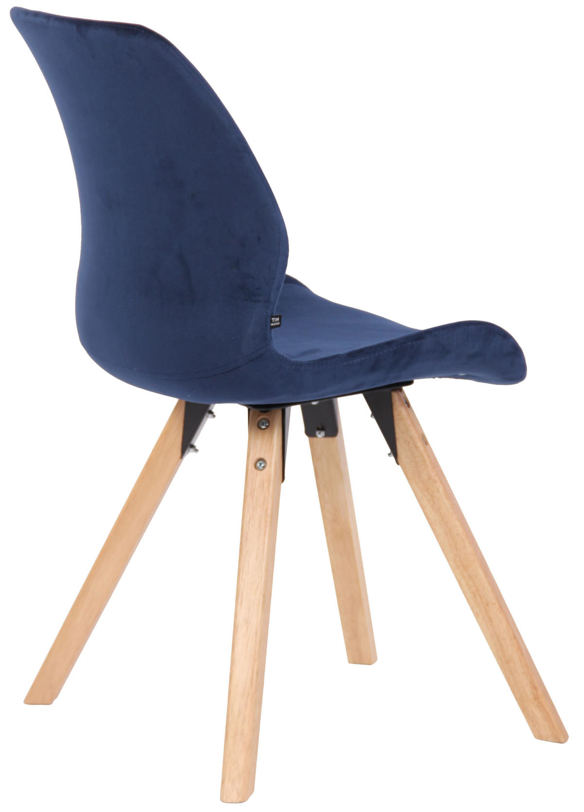 STUHL Samt blau - Blau/Eukalyptusholzfarben, Holz/Textil (49/87.5/58cm) - CLP