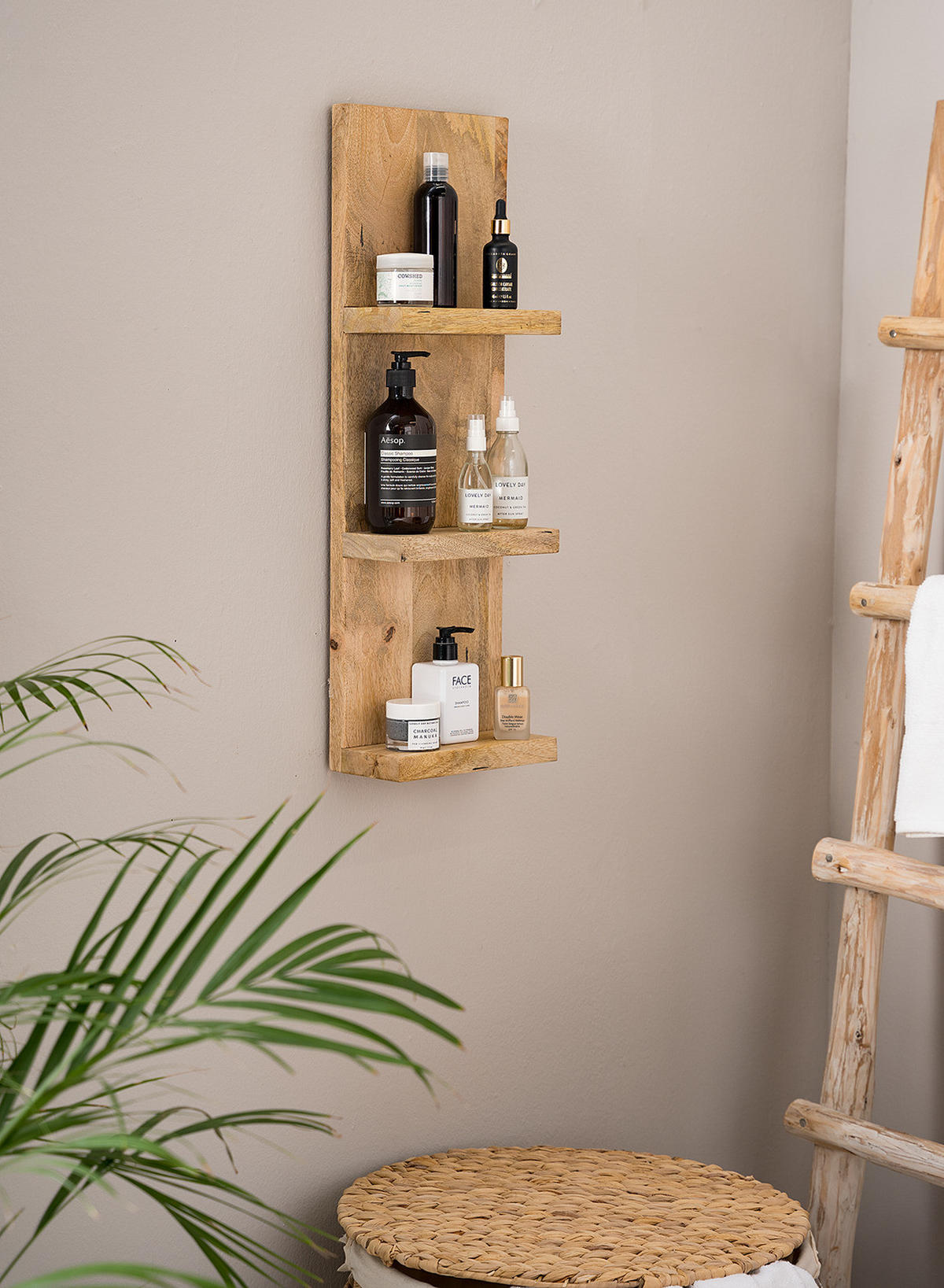 BADREGAL - Mango massiv - Braun, Holz (23/70/12cm) - home24