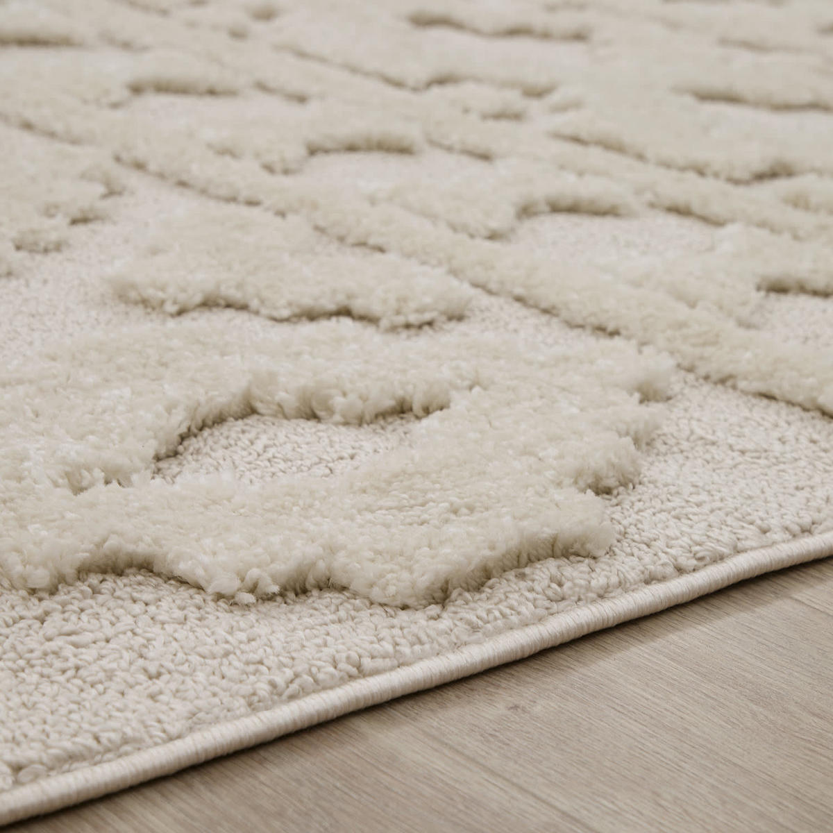 HOCHFLORTEPPICH, mit 3D-Struktur, aus Polypropylen, Creme, 60 x 100 cm - Beige, Textil (100/60cm) - KADIMA DESIGN