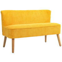 2-SITZER Sofa Polstersofa Doppelsofa Zweisitzer Sofa Cordartiges Polyester Gelb - Gelb/Naturfarben, Holz/Textil (56.5/77/117cm) - HOMCOM