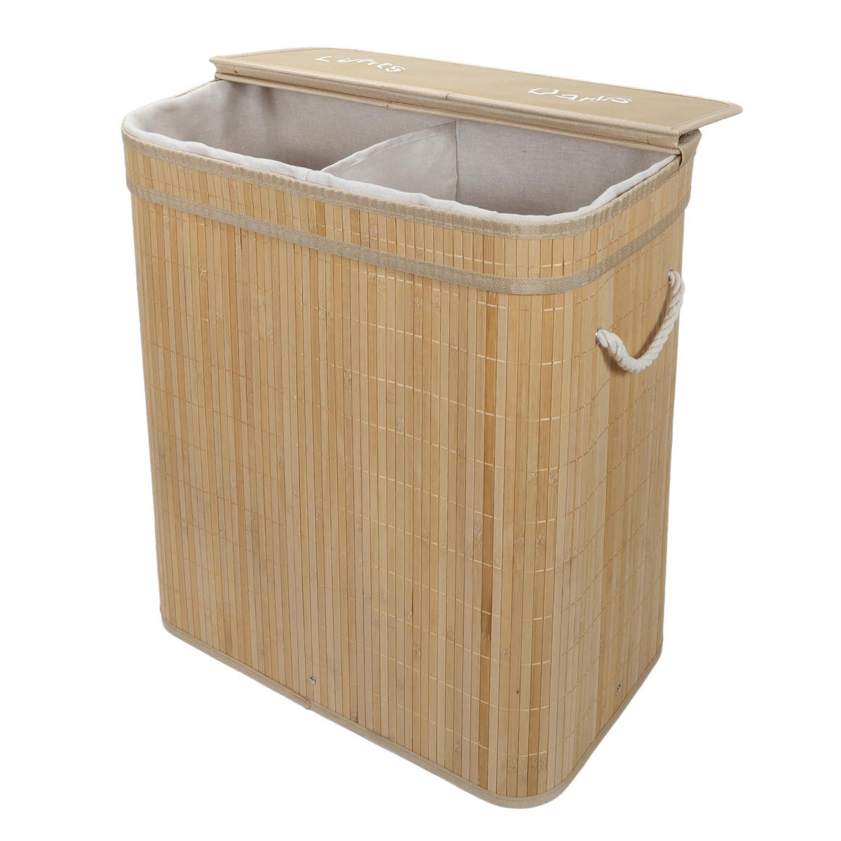 WÄSCHEKORB Bambus Arvi 100 l - Beige, Naturmaterialien (32/60/52cm) - NUXIO