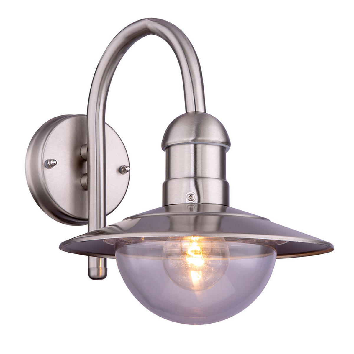 WANDLAMPE Edelstahl Silber Klar - Silberfarben, Metall (31/24/30cm) - Globo Lighting